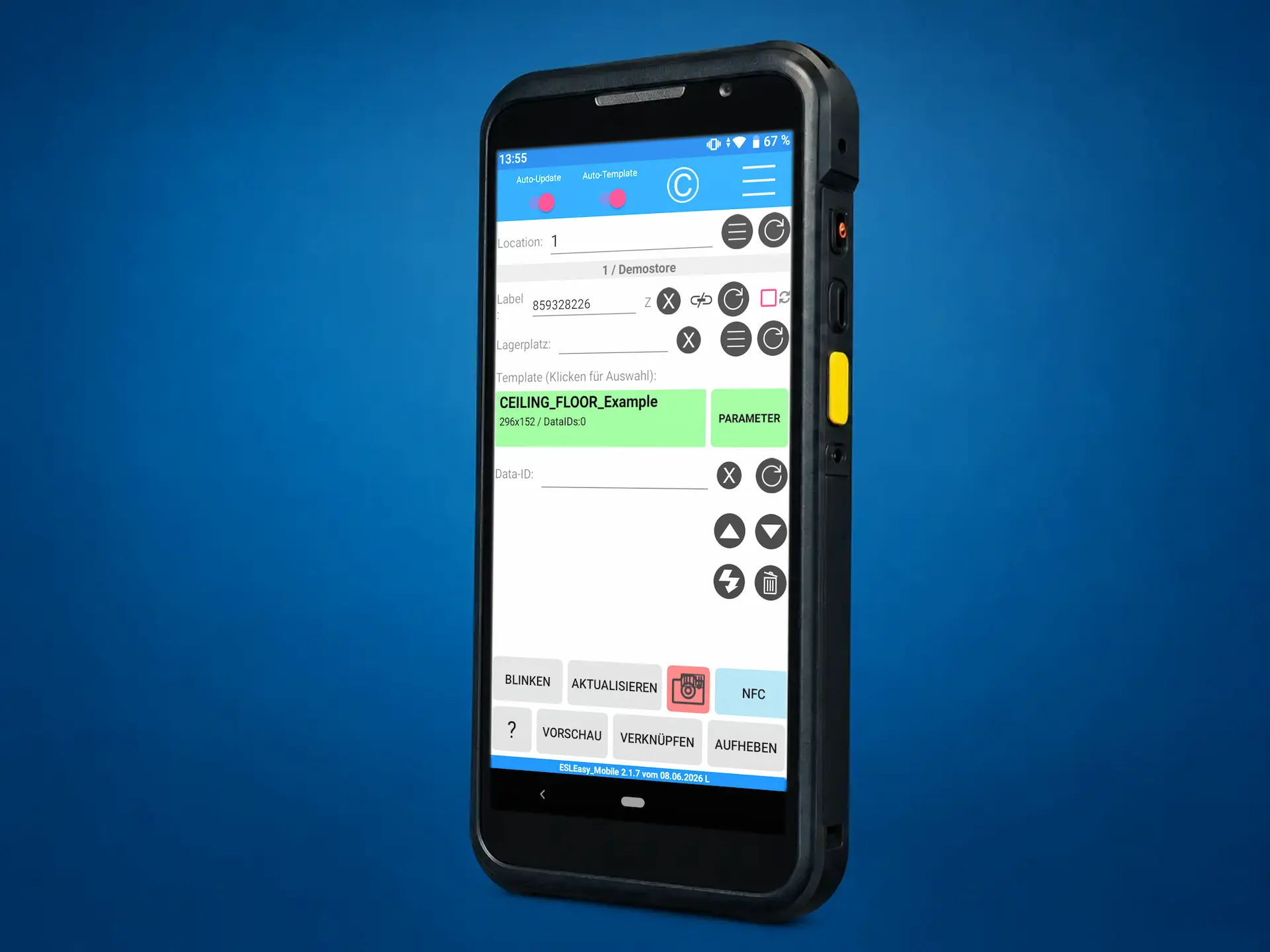 App on a smartphone while scanning a label
