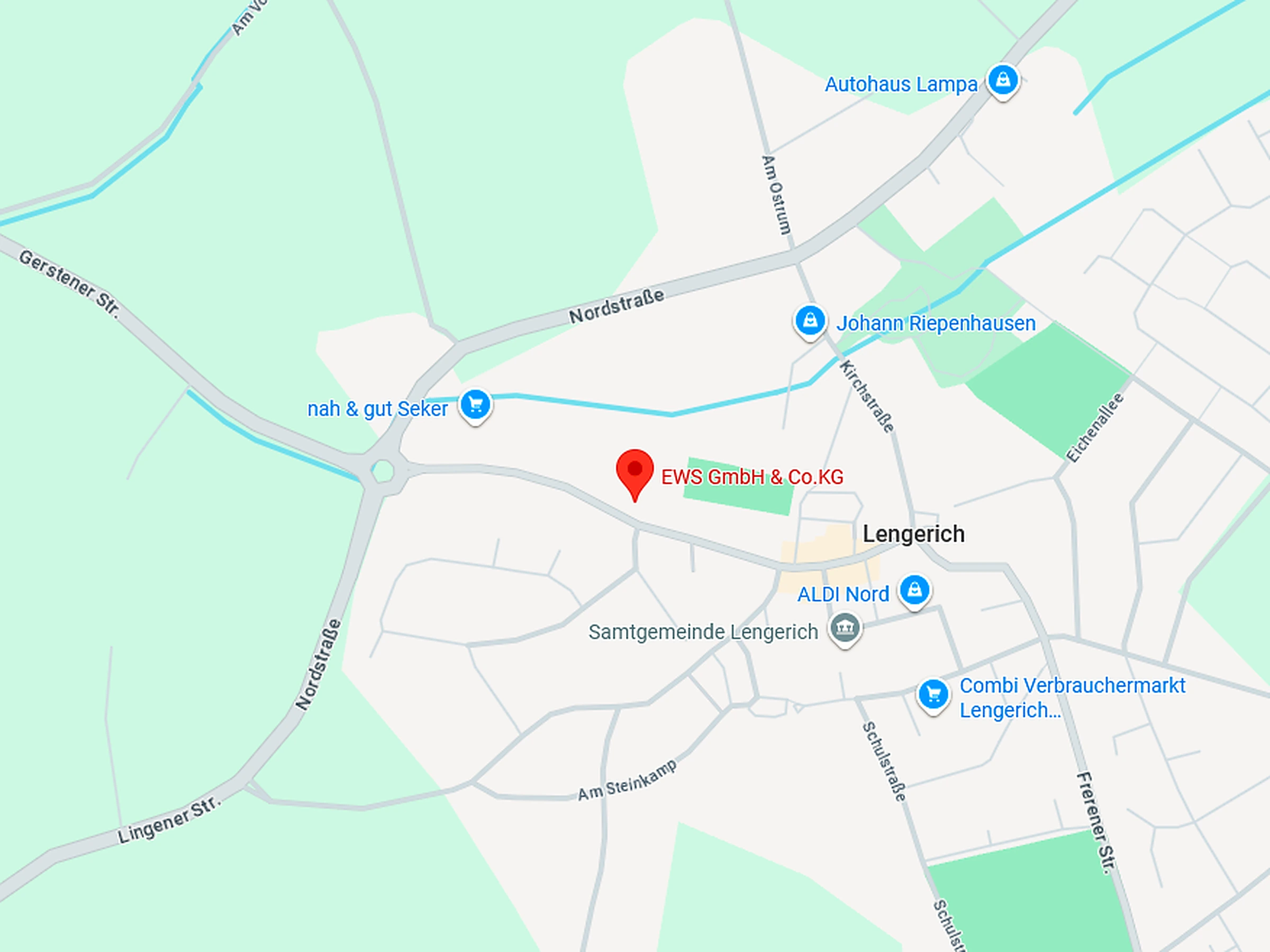 Karte mit dem Standort der EWS GmbH & Co. KG in Lengerich