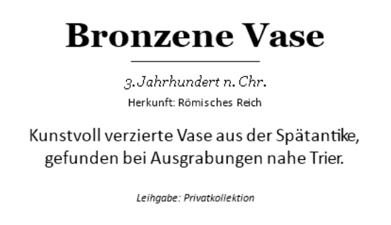 Museums-Objektbeschriftung