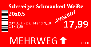 Getränkemarkt-Preisschild