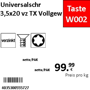 Baumarkt-Preisschild